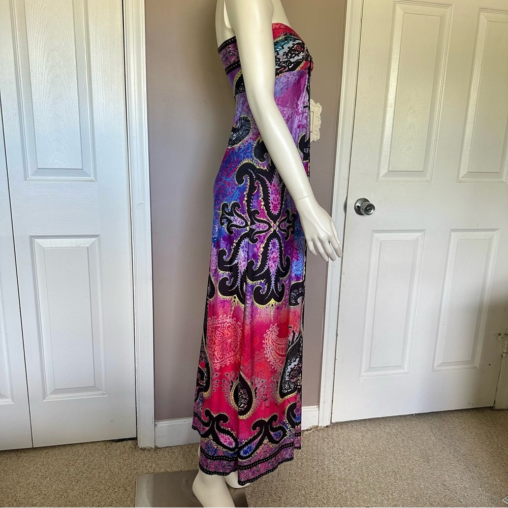 Boston Proper print maxi dress strapless cutout - Picture 3 of 5
